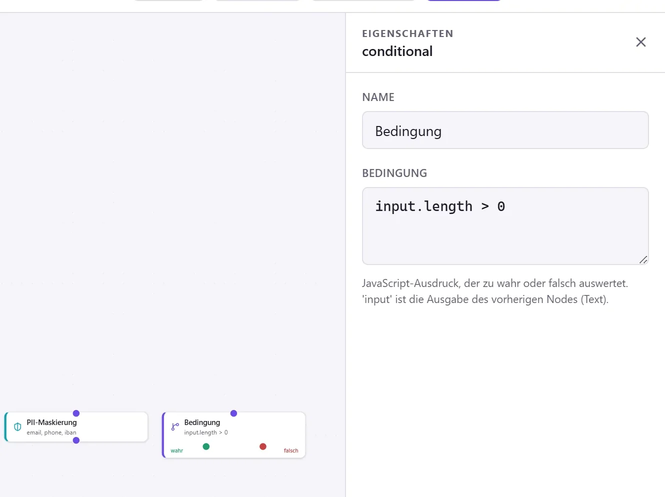 Bedingungs-Node mit wahr/falsch-Ausgängen